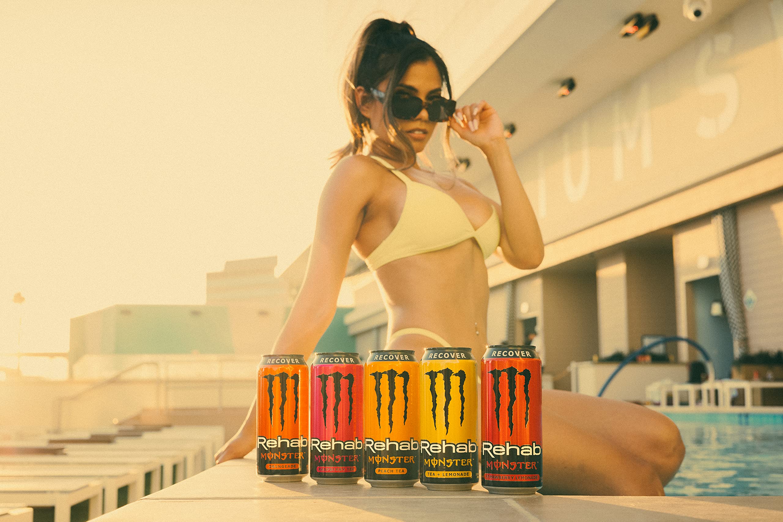 Monster Rehab Peach Tea + Energy, Energy Iced Tea, 15.5 Ounce (Pack of 24) - Collins Global Snack Store