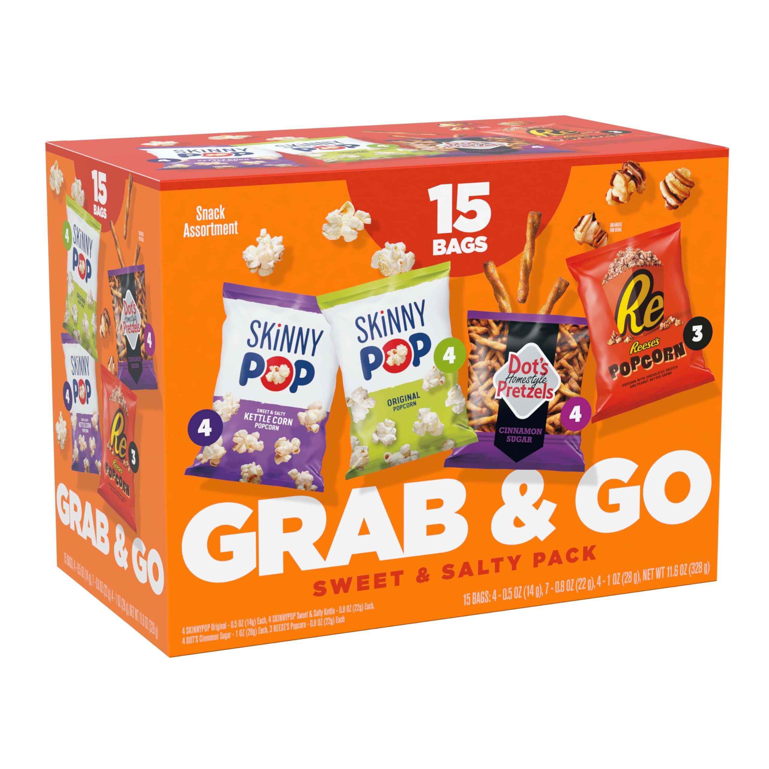 SkinnyPop Family Favorite Variety Pack – Delicious popcorn assortment in sweet and salty grab and go packaging.