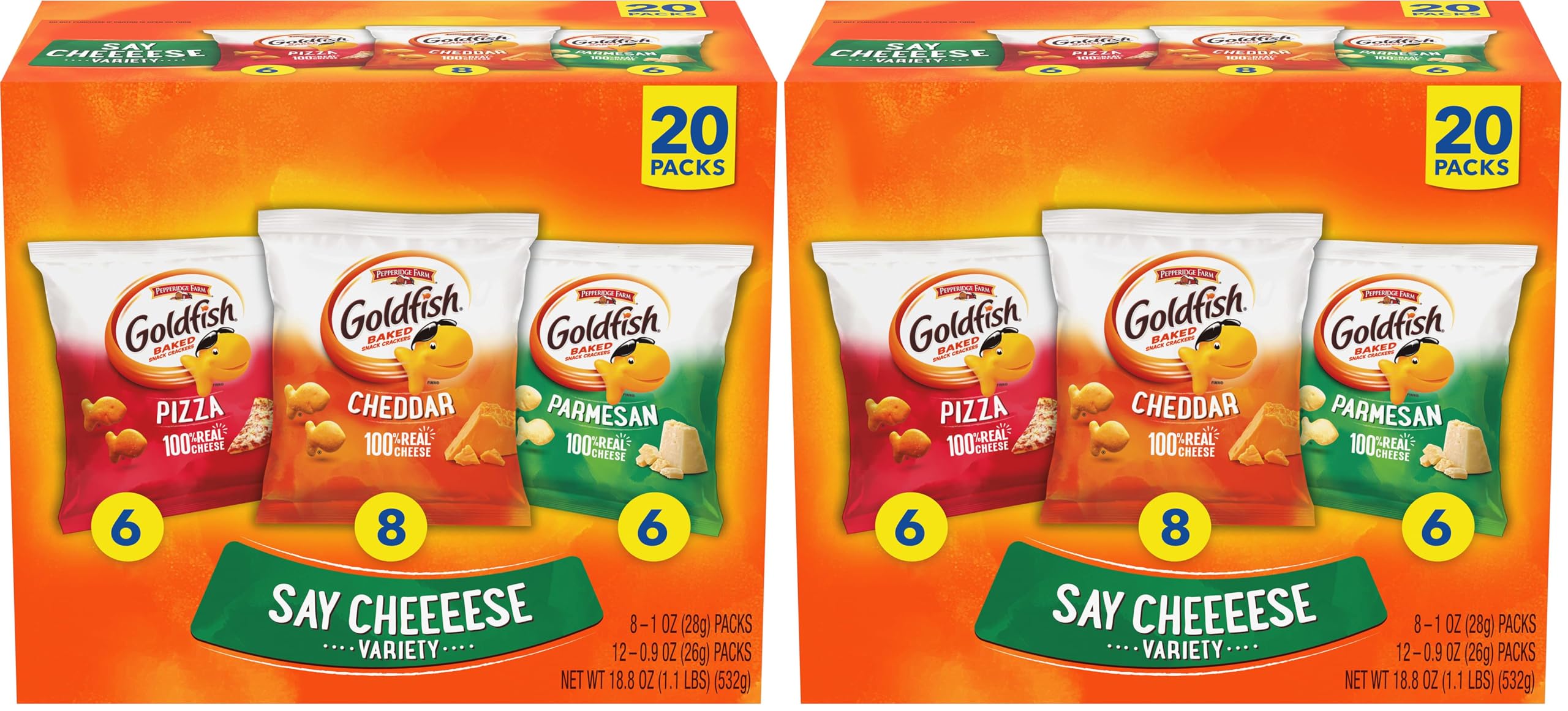 Goldfish Crackers Big Smiles Variety Pack | Cheddar, Colors & Pretzels | 30 Snack Packs