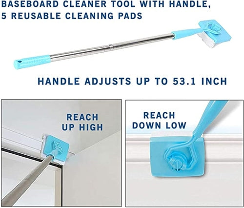 Baseboard Buddy Retractable Cleaning Brush Mop — Extends to 135cm