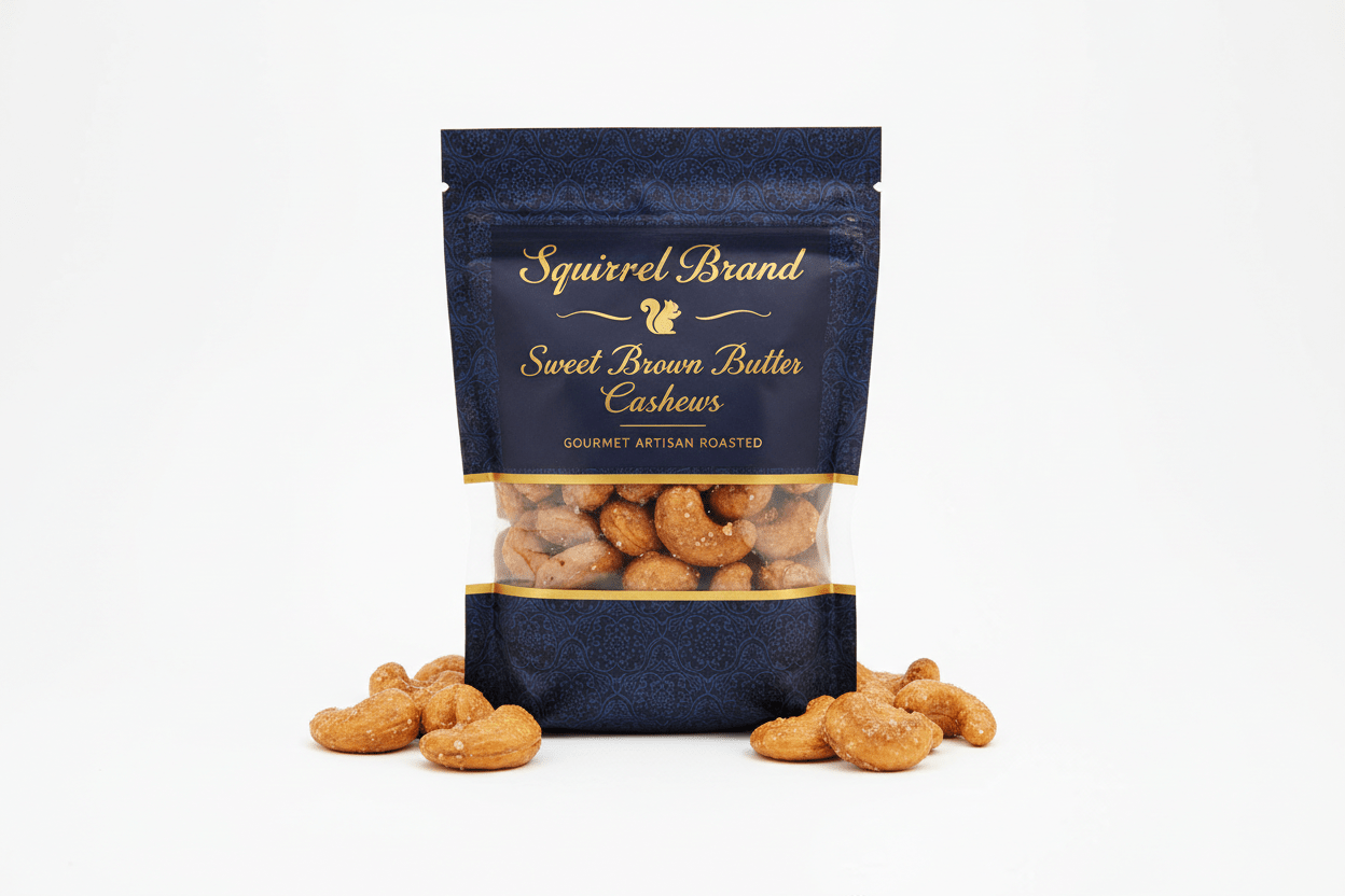 Squirrel Brand Sweet Brown Butter Cashews - Gourmet Artisan Nuts (3.5 oz)