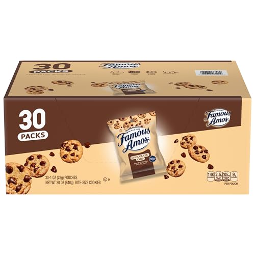 Famous Amos Original Recipe Chocolate Chip Bite-Size Cookies, 30 Pack Box, 30 oz - Collins Global Snack Store