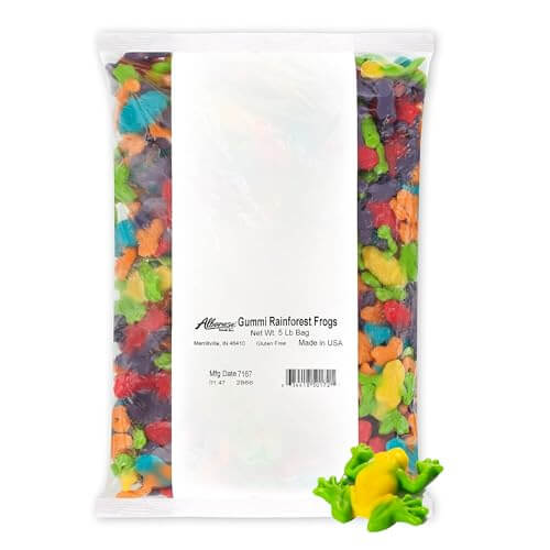 Albanese World's Best Gummi Rainforest Frogs, 5lbs of Candy - Collins Global Snack Store