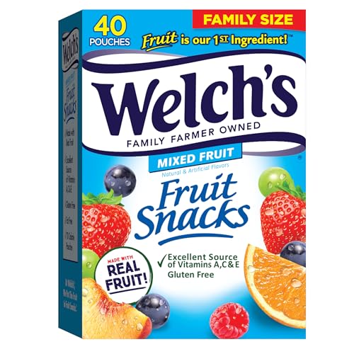 Welch's Fruit Snacks, Mixed Fruit Snack Box, Gluten Free, 0.8oz Snack Packs (Pack of 40) - Collins Global Snack Store