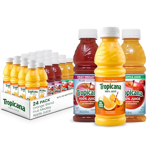 Tropicana 100% Juice 3-flavor Classic Variety Pack,10 Fl Oz (Pack of 24) - Collins Global Snack Store