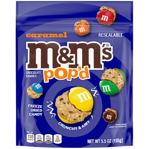 TikTok Favorite M&M'S Pop'd Caramel Chocolate Crunchy Freeze-Dried Candy 5.5 Oz Resealable Bag