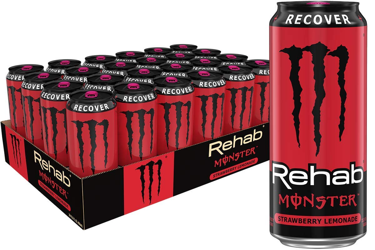 Monster Rehab Peach Tea + Energy, Energy Iced Tea, 15.5 Ounce (Pack of 24) - Collins Global Snack Store