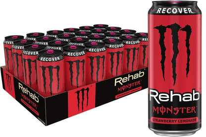 Monster Rehab Peach Tea + Energy, Energy Iced Tea, 15.5 Ounce (Pack of 24) - Collins Global Snack Store