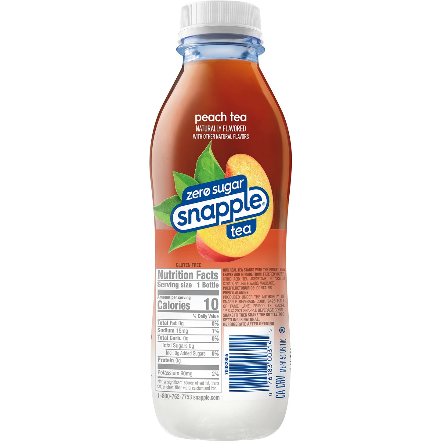 Snapple Zero Sugar Peach Tea, 16 fl oz recycled plastic bottle (Pack of 12) - Collins Global Snack Store