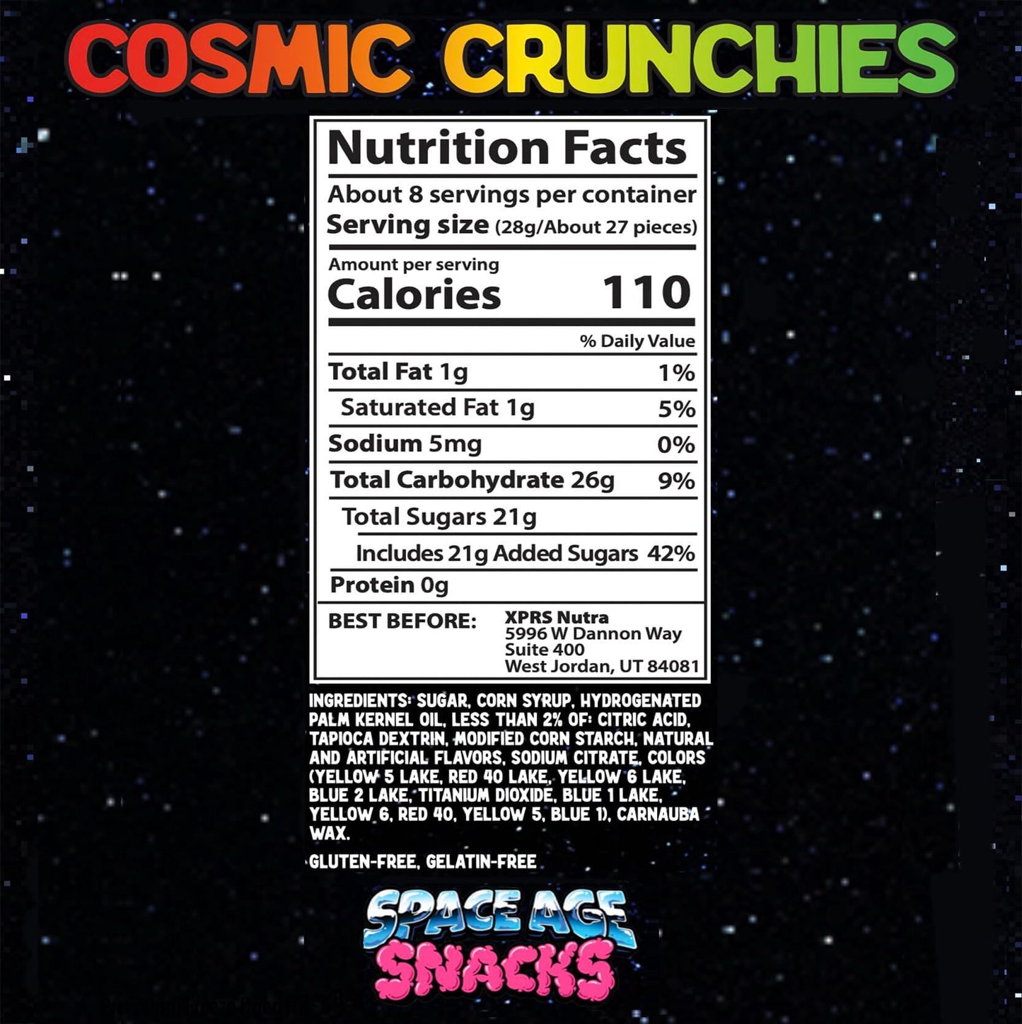 Premium Freeze Dried Candy - 4 Ounce Original Cosmic Crunchies Freeze Dried Candy Shipped in Box for Extra Protection - Space Age Snacks Freeze Dry Crunchies for All Ages - Collins Global Snack Store
