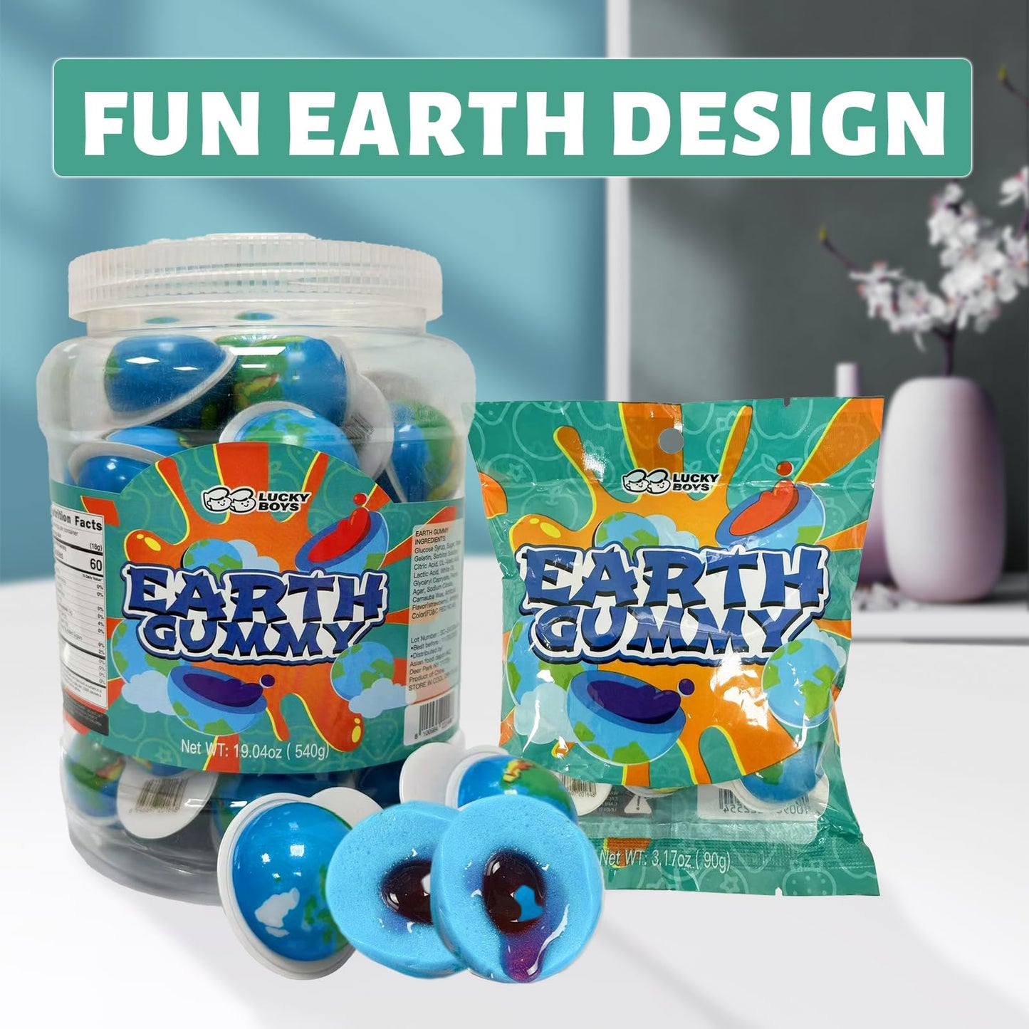 Lucky Boys Eyeball Gummy Candy - 30 Pieces with Fruity Liquid Center | Halloween Party Treat