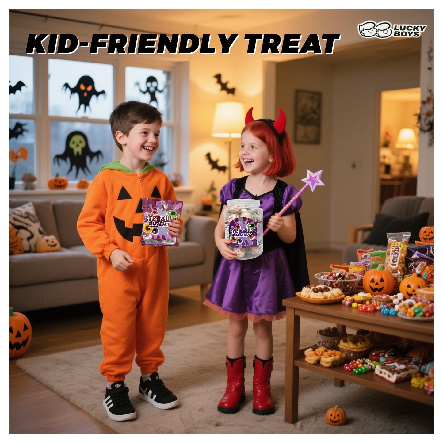 Lucky Boys Eyeball Gummy Candy - 30 Pieces with Fruity Liquid Center | Halloween Party Treat