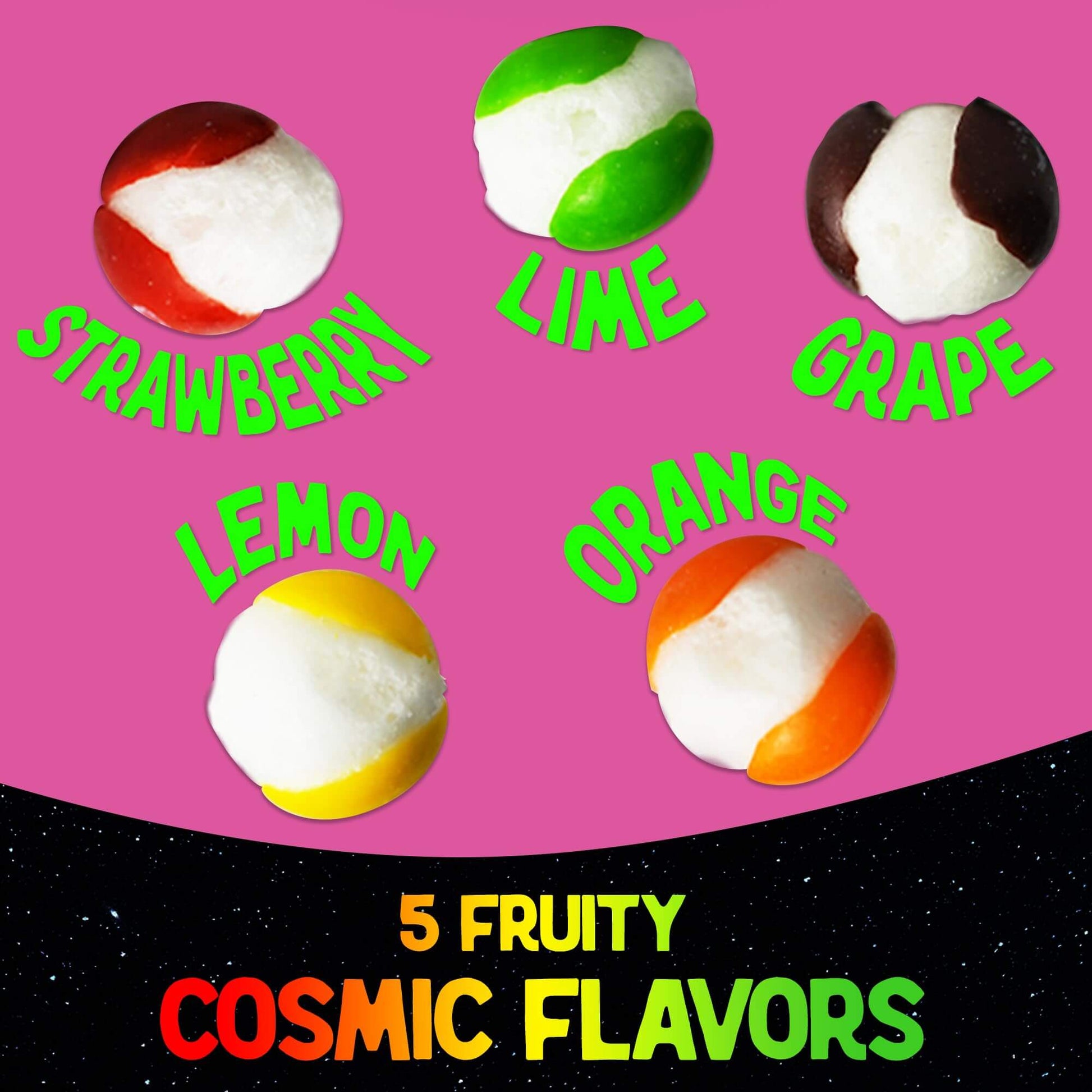Premium Freeze Dried Candy - 4 Ounce Original Cosmic Crunchies Freeze Dried Candy Shipped in Box for Extra Protection - Space Age Snacks Freeze Dry Crunchies for All Ages - Collins Global Snack Store
