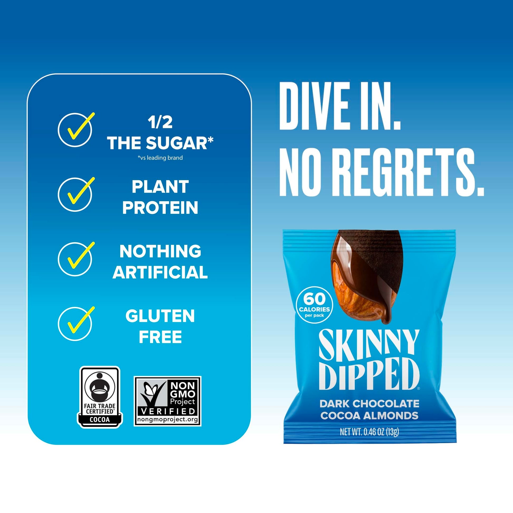 SkinnyDipped Snack Attack Minis Almond Variety Pack, Healthy Snack, Plant Protein, Gluten Free, 0.46 oz Mini Bags, Pack of 25 - Collins Global Snack Store