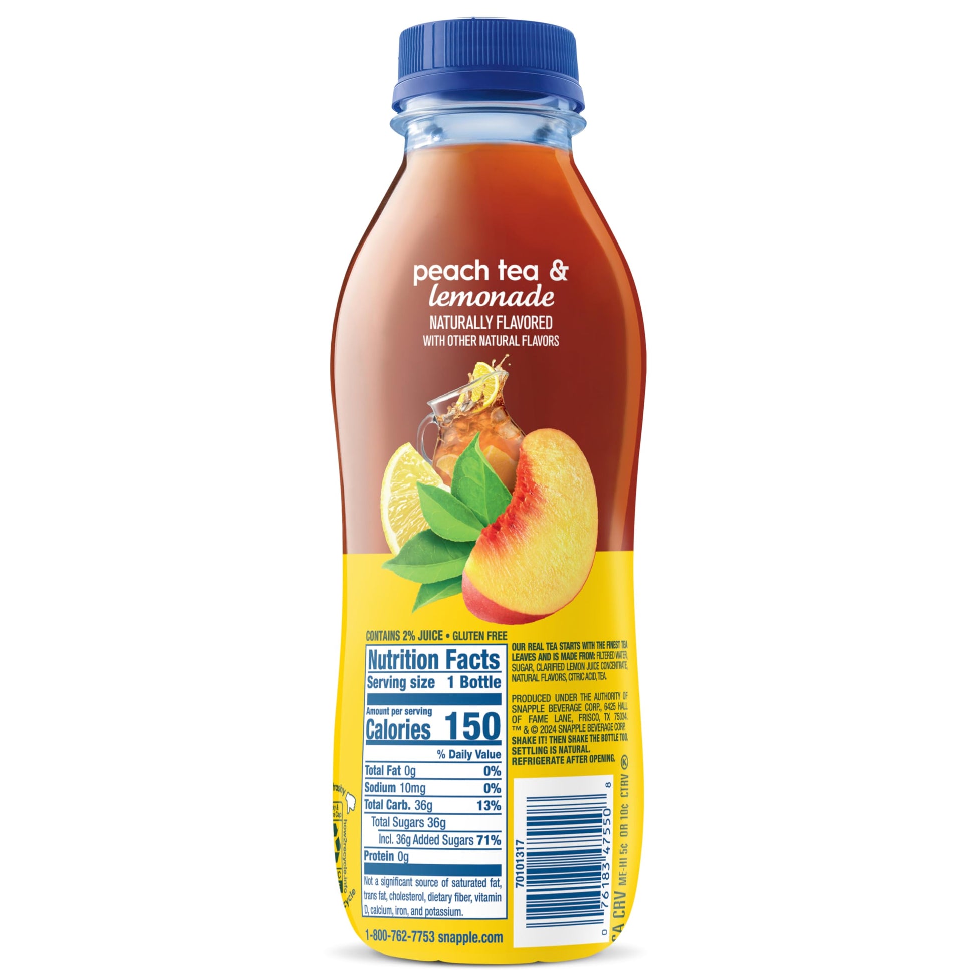 Snapple Zero Sugar Peach Tea, 16 fl oz recycled plastic bottle (Pack of 12) - Collins Global Snack Store