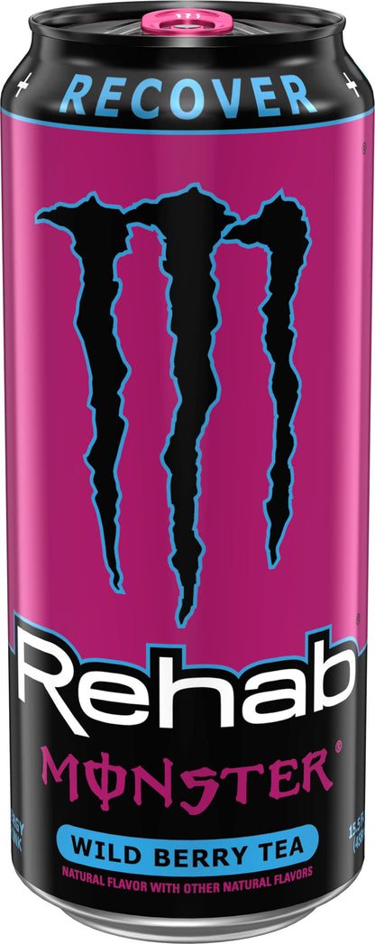 Monster Rehab Peach Tea + Energy, Energy Iced Tea, 15.5 Ounce (Pack of 24) - Collins Global Snack Store