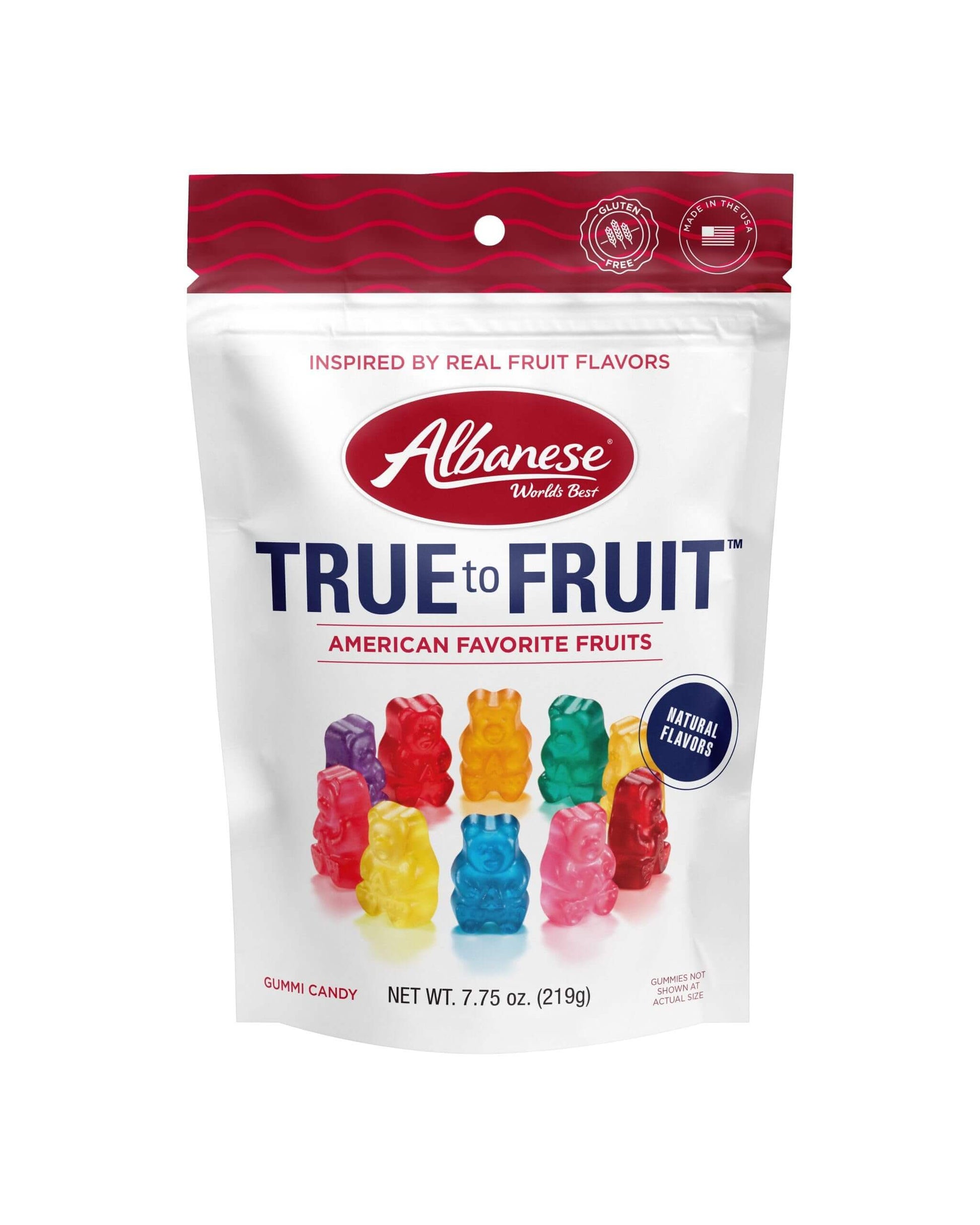 Albanese World's Best True to Fruit American Favorite Fruits Gummies | 7.75oz Bag of Candy | 10 Natural Flavors and Colors, Soft Gummy Bears | Tastes like Real Fruit Picked at the Peak of Ripeness - Collins Global Snack Store