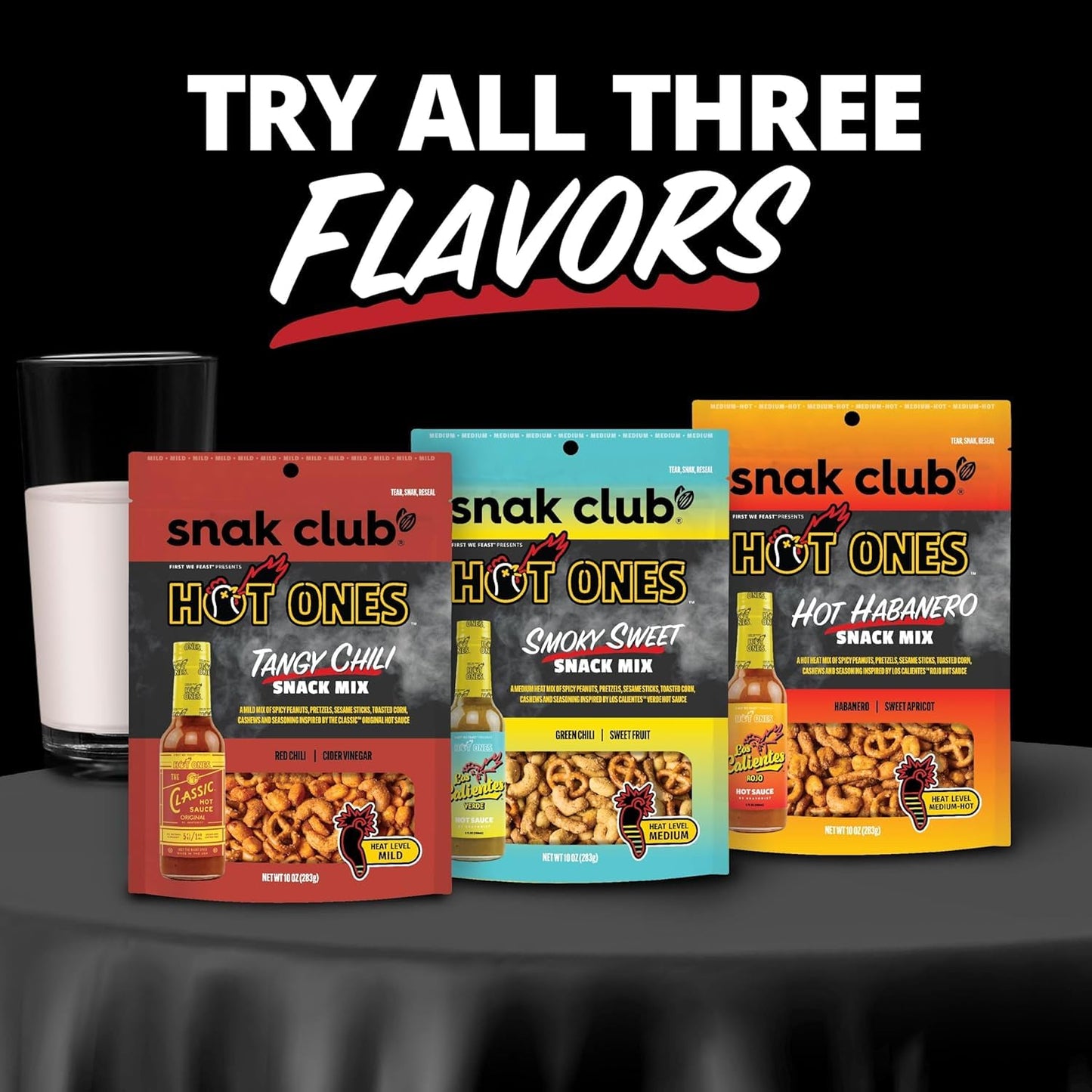 Trending Snak Club x Hot Ones Hot Habanero Snack Mix, Spicy Snacks with Peanuts, Pretzels, Sesame Sticks, Toasted Corn & Cashews, Inspired by Hot Ones Hot Sauce, 10 oz Bag