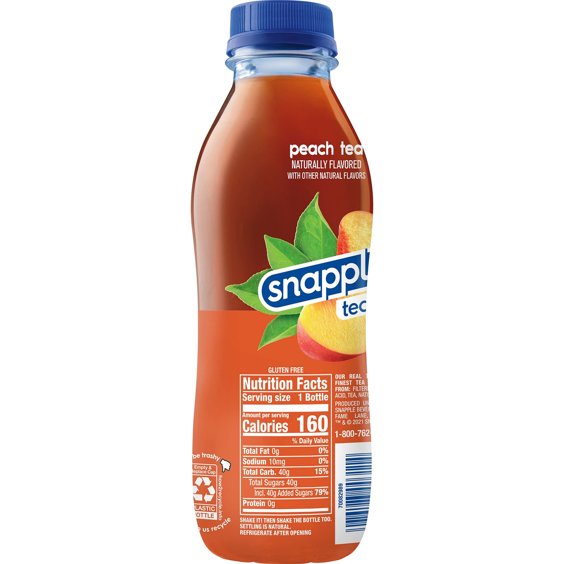 Snapple Zero Sugar Peach Tea, 16 fl oz recycled plastic bottle (Pack of 12) - Collins Global Snack Store