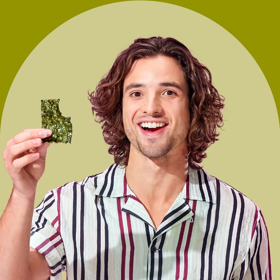 gimMe Organic Roasted Seaweed Sheets, Sea Salt, Keto, Vegan, Gluten Free, Great Source of Iodine and Omega 3’s, Healthy On-The-Go Snack for Kids & Adults, #1 Sea Salt, 0.17 Ounce (Pack of 20) - Collins Global Snack Store