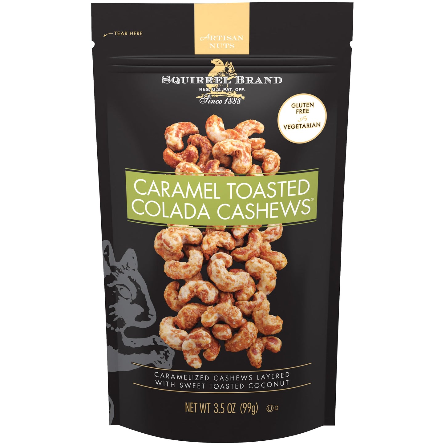 Squirrel Brand Sweet Brown Butter Cashews, 3.5 Ounces Resealable Bag, Gluten Free, Vegetarian - Collins Global Snack Store