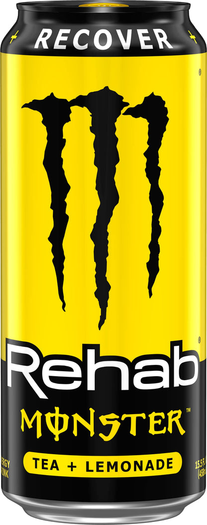 Monster Rehab Peach Tea + Energy, Energy Iced Tea, 15.5 Ounce (Pack of 24) - Collins Global Snack Store