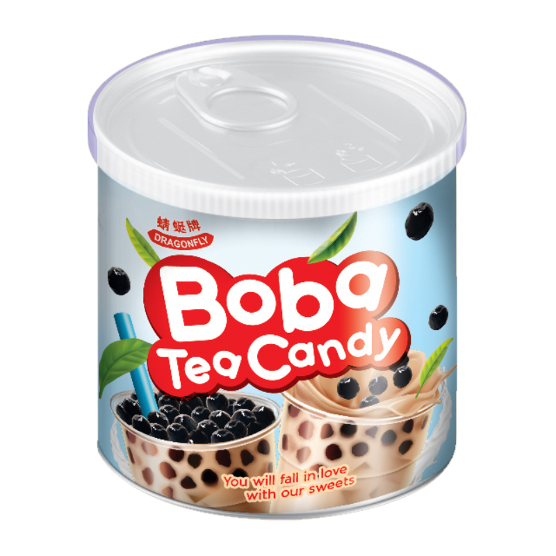 Dragonfly Boba Tea Hard Candy with Fresh Milk and Green Tea Flavor, 7.04 oz, 50 pieces
