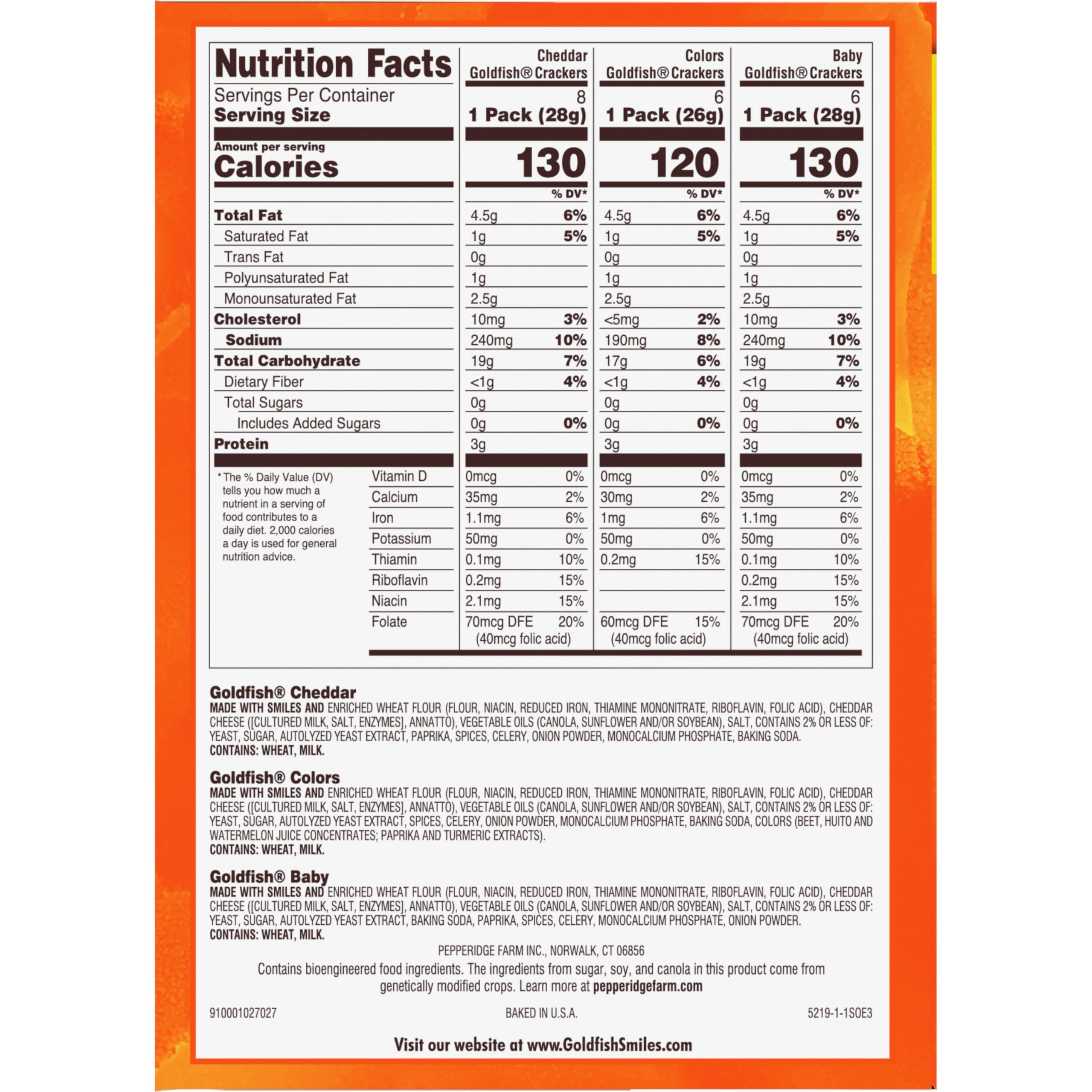 Goldfish Crackers Big Smiles Variety Pack | Cheddar, Colors &amp; Pretzels | 30 Snack Packs