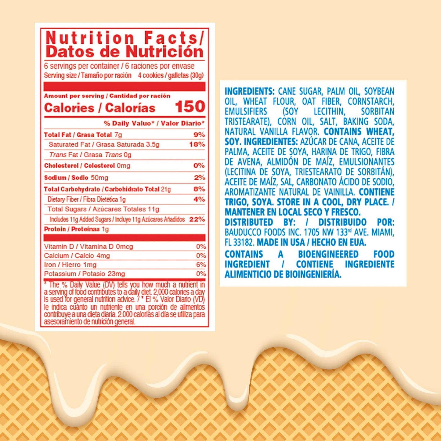 Bauducco Chocolate & Vanilla Wafer Cookies - Convenient Single Serve Wafer Cookies With 3 Layers of Cream - Delicious Sweet Snack on the go or Dessert 28.2oz (Pack of 20) - Collins Global Snack Store