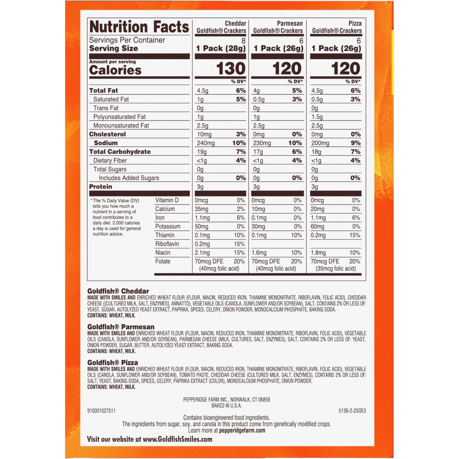 Goldfish Crackers Big Smiles Variety Pack with Cheddar, Colors, and Pretzels, Snack Packs, 30 Ct - Collins Global Snack Store