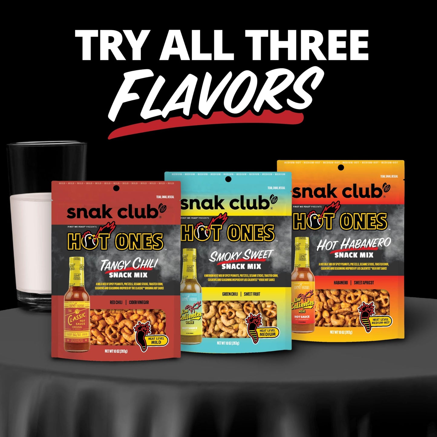Trending Snak Club x Hot Ones Hot Habanero Snack Mix, Spicy Snacks with Peanuts, Pretzels, Sesame Sticks, Toasted Corn & Cashews, Inspired by Hot Ones Hot Sauce, 10 oz Bag