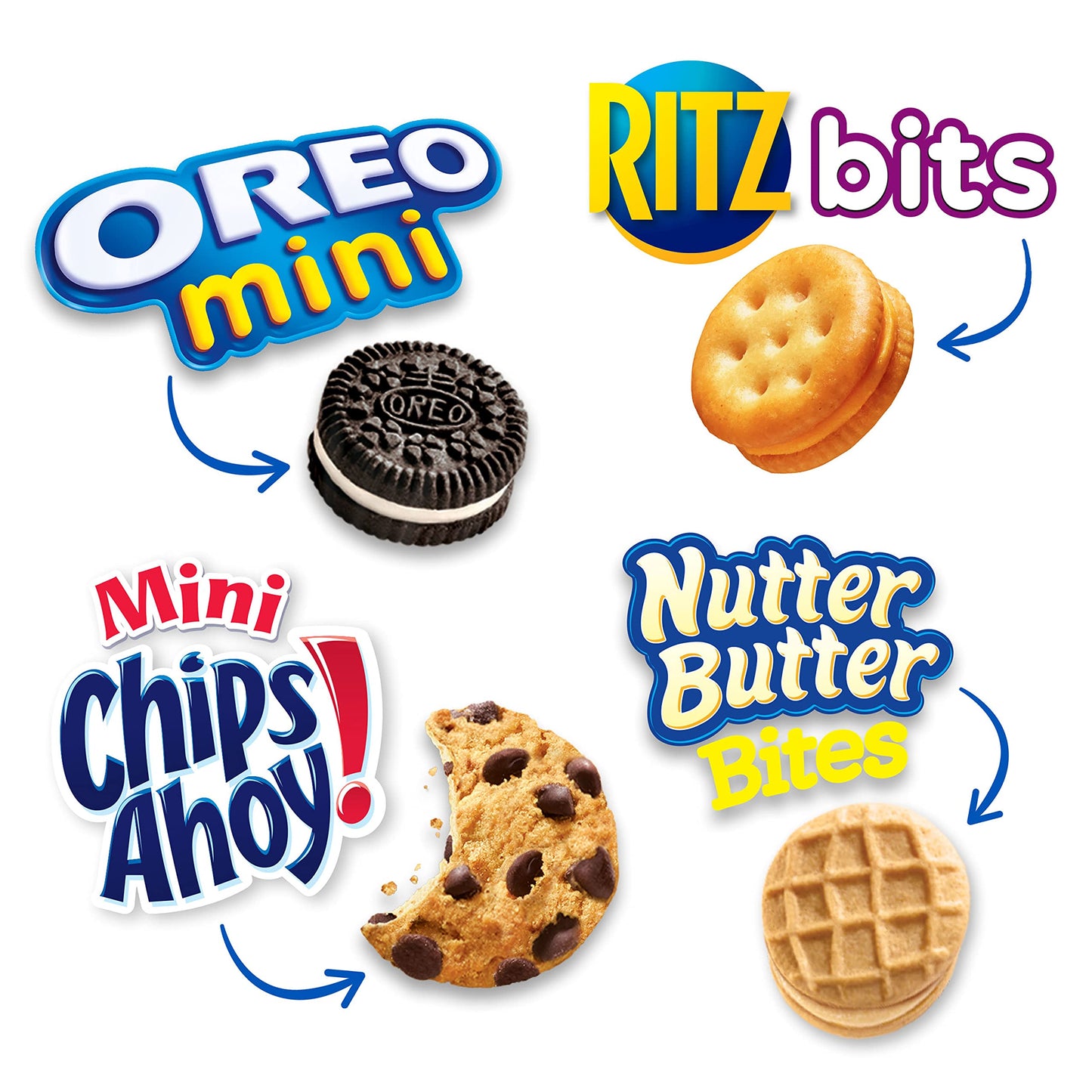 Nabisco Classic Mix Variety Pack, OREO Mini, CHIPS AHOY! Mini, Nutter Butter Bites, RITZ Bits Cheese, School Snacks, 20 - 1 oz Snack Packs - Collins Global Snack Store
