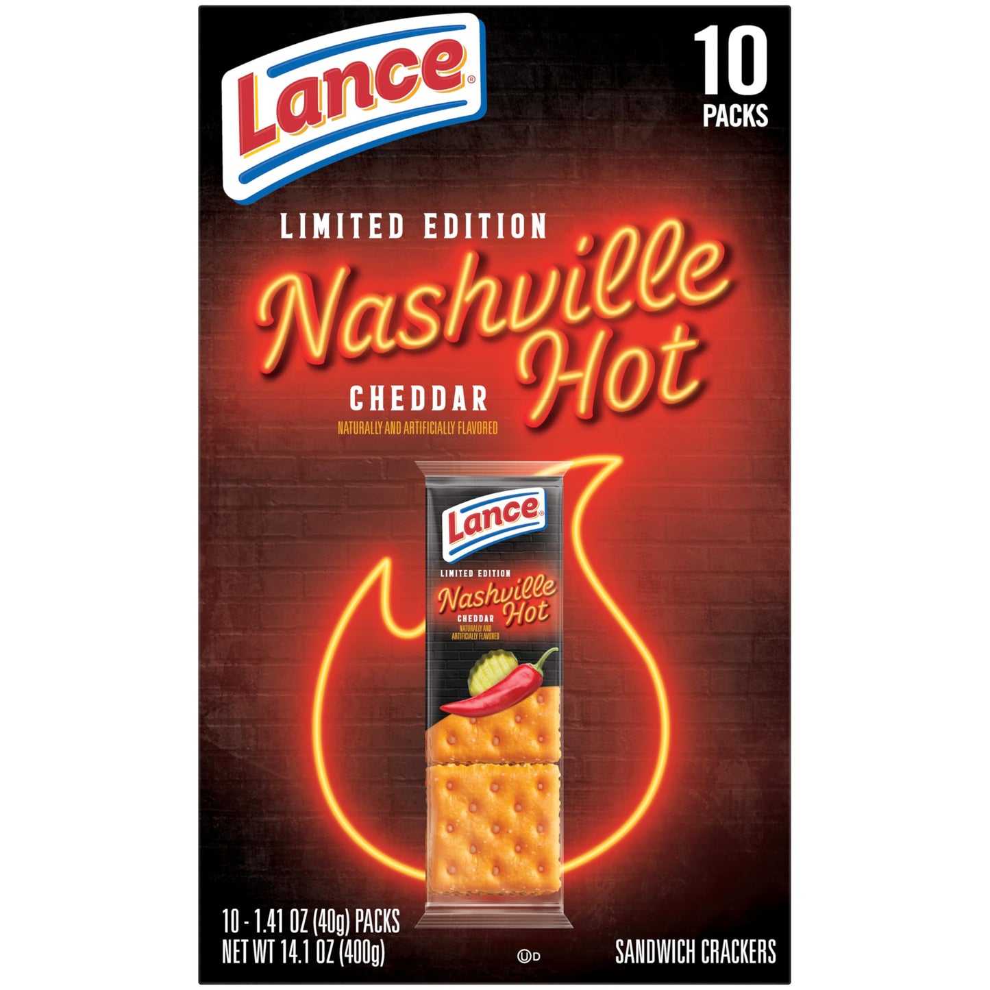 Trending Lance Nashville Hot Cheddar Sandwich Crackers, 10 Pack