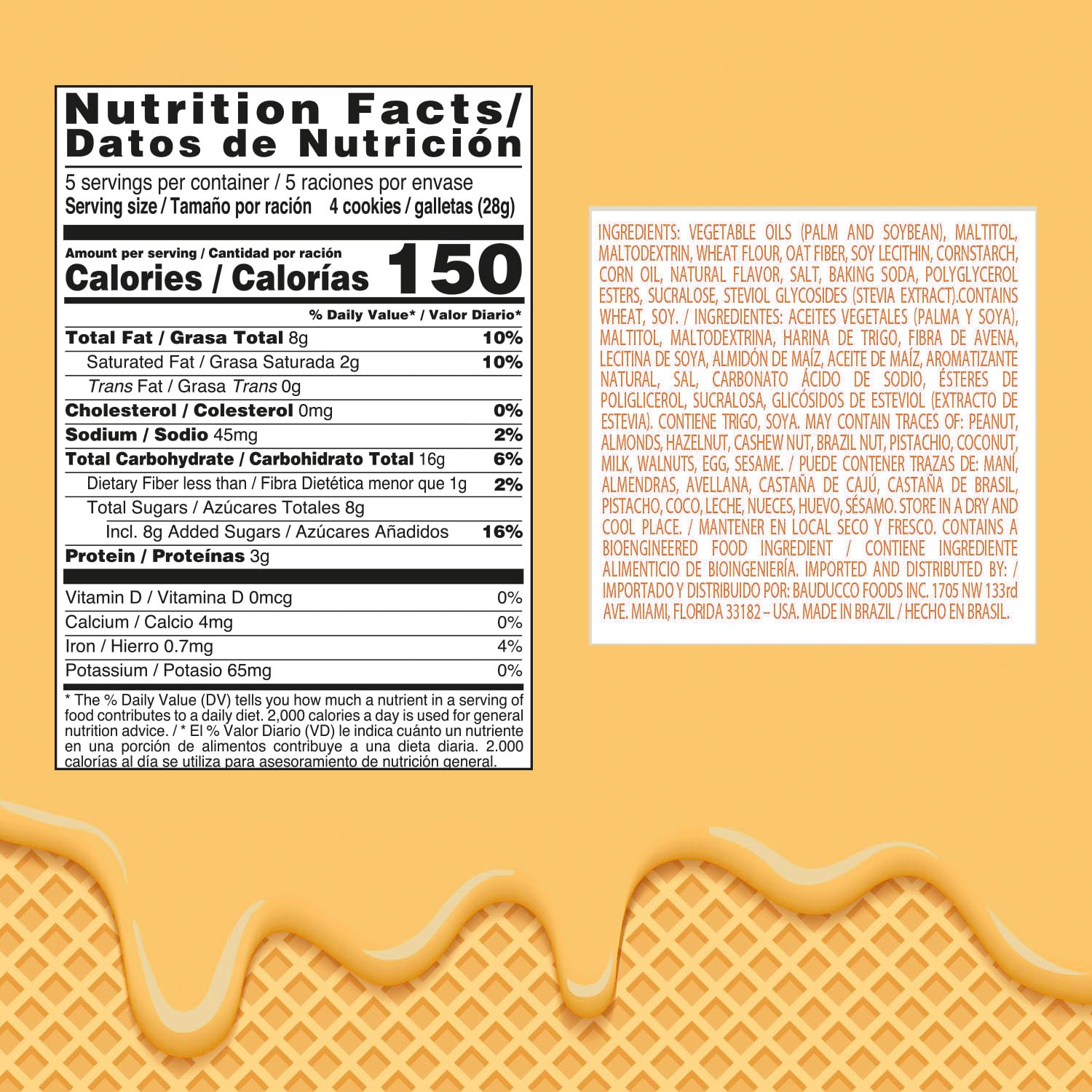 Bauducco Chocolate & Vanilla Wafer Cookies - Convenient Single Serve Wafer Cookies With 3 Layers of Cream - Delicious Sweet Snack on the go or Dessert 28.2oz (Pack of 20) - Collins Global Snack Store