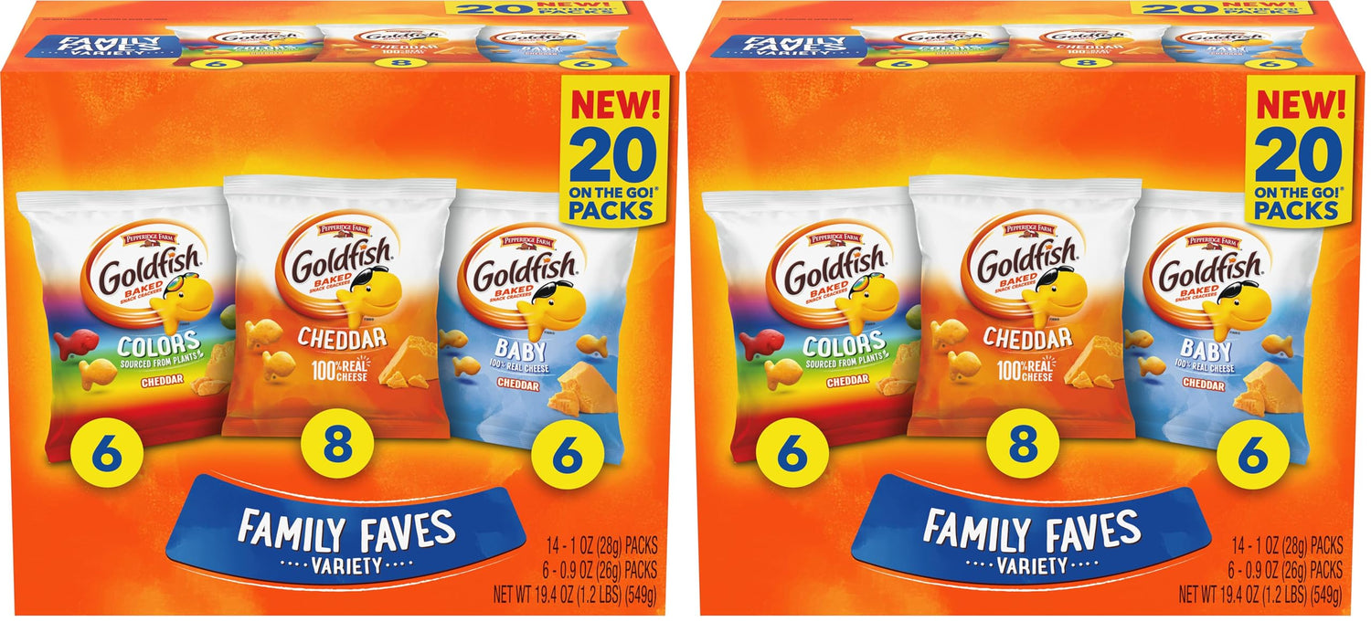 Goldfish Crackers Big Smiles Variety Pack | Cheddar, Colors &amp; Pretzels | 30 Snack Packs
