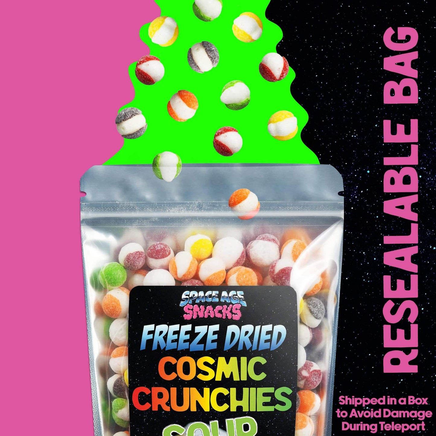 Premium Freeze Dried Candy - 4 Ounce Original Cosmic Crunchies Freeze Dried Candy Shipped in Box for Extra Protection - Space Age Snacks Freeze Dry Crunchies for All Ages - Collins Global Snack Store