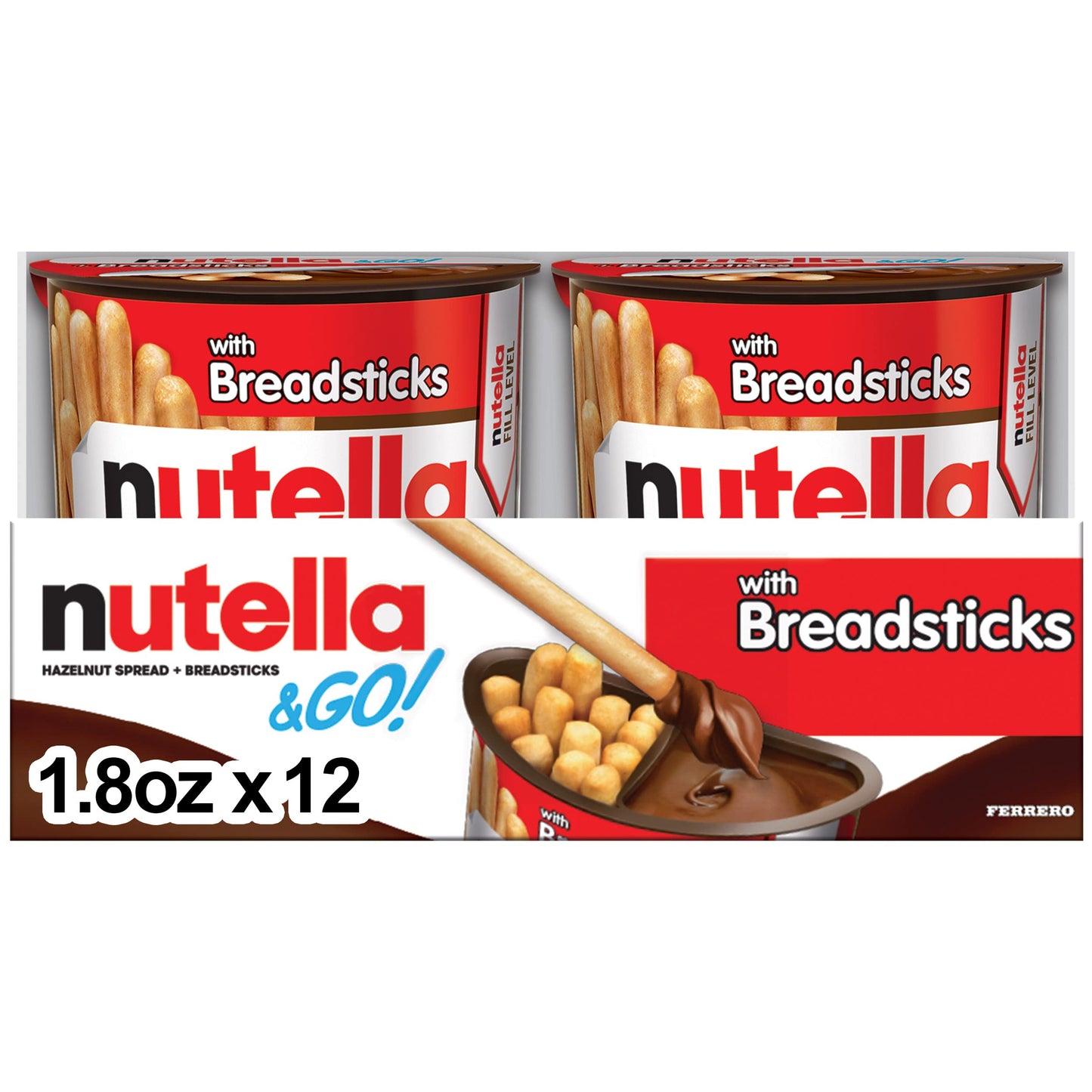 Nutella & GO! Bulk 12 Pack, Hazelnut and Cocoa Spread with Breadsticks, Stocking Stuffers, Snack Cups, 1.8 oz Each - Collins Global Snack Store