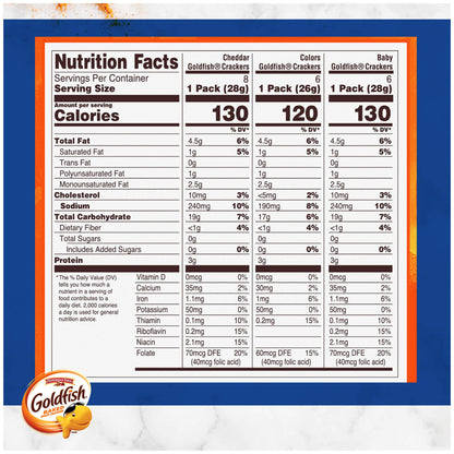 Goldfish Crackers Big Smiles Variety Pack | Cheddar, Colors &amp; Pretzels | 30 Snack Packs