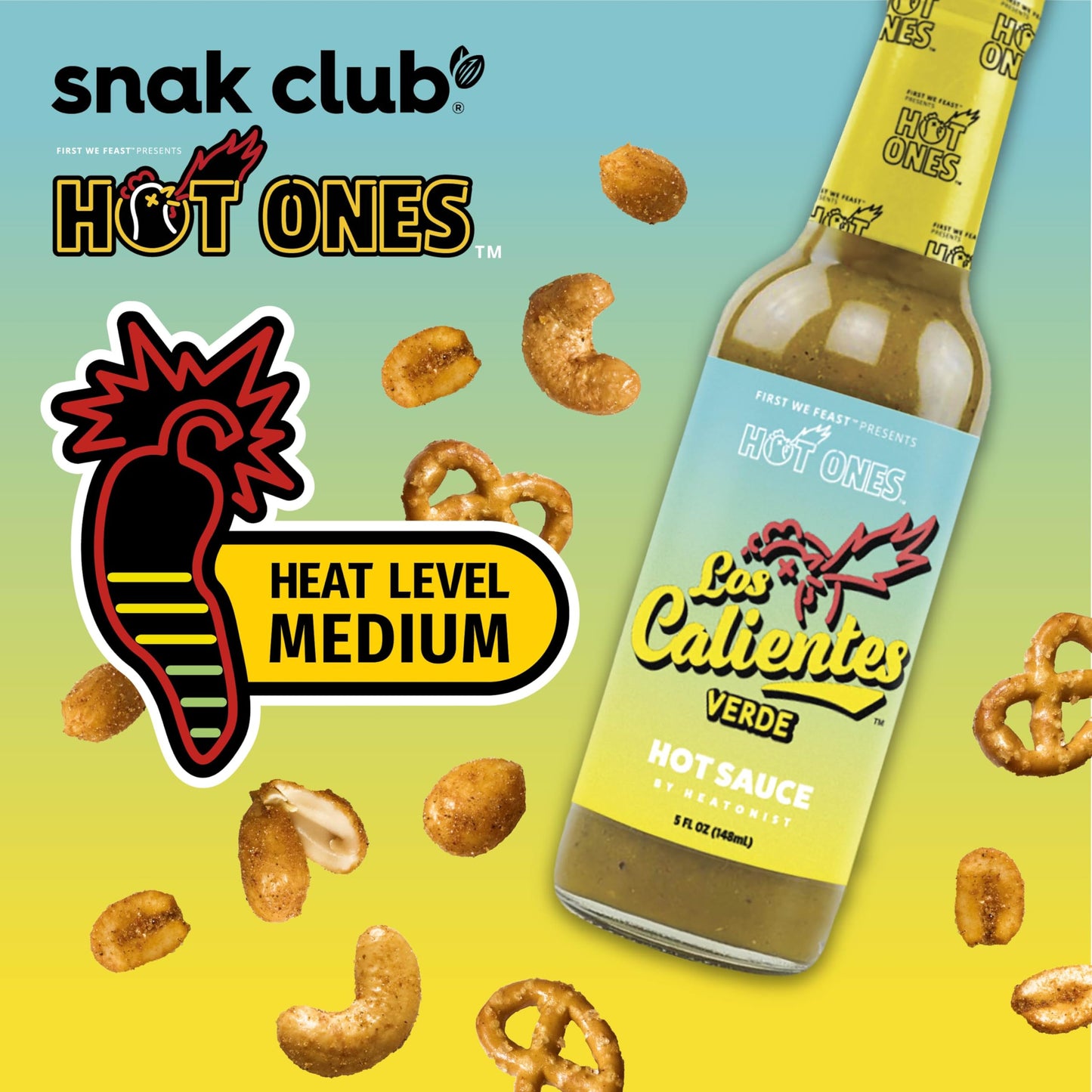 Trending Snak Club x Hot Ones Hot Habanero Snack Mix, Spicy Snacks with Peanuts, Pretzels, Sesame Sticks, Toasted Corn & Cashews, Inspired by Hot Ones Hot Sauce, 10 oz Bag