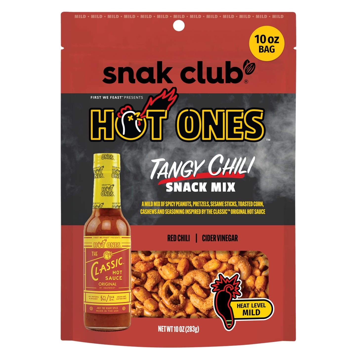 Trending Snak Club x Hot Ones Hot Habanero Snack Mix, Spicy Snacks with Peanuts, Pretzels, Sesame Sticks, Toasted Corn & Cashews, Inspired by Hot Ones Hot Sauce, 10 oz Bag