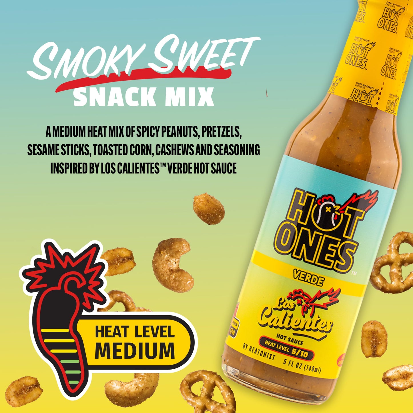 Trending Snak Club x Hot Ones Hot Habanero Snack Mix, Spicy Snacks with Peanuts, Pretzels, Sesame Sticks, Toasted Corn & Cashews, Inspired by Hot Ones Hot Sauce, 10 oz Bag