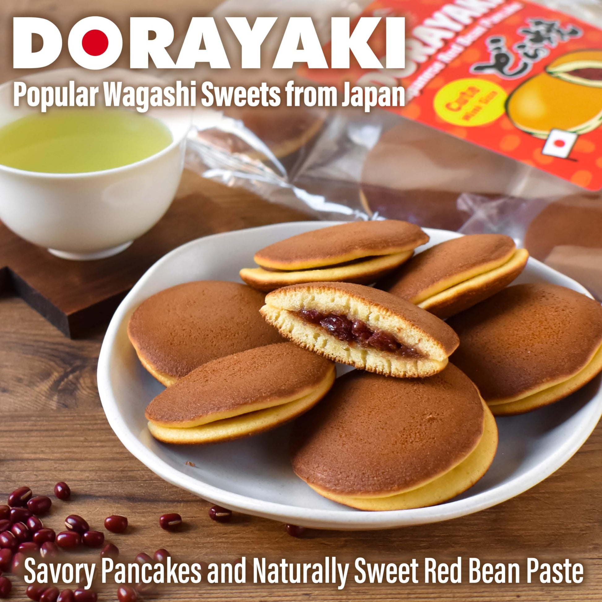 YAMASAN KYOTO UJI Dorayaki Japanese Red Bean Pancake, Traditional Japanese Wagashi Sweets, Cute Mini Size, Individually Wrapped, No Coloring, Made in Japan 184g/6.49oz - Collins Global Snack Store