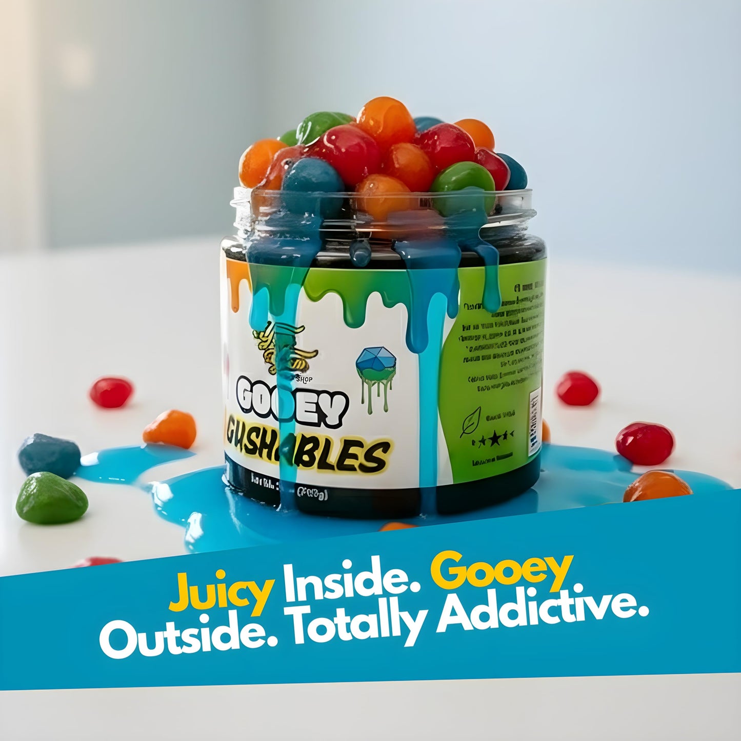 Gooey Gushables Sour Blue Raspberry in Liquid Candy Sauce by Yum Yum