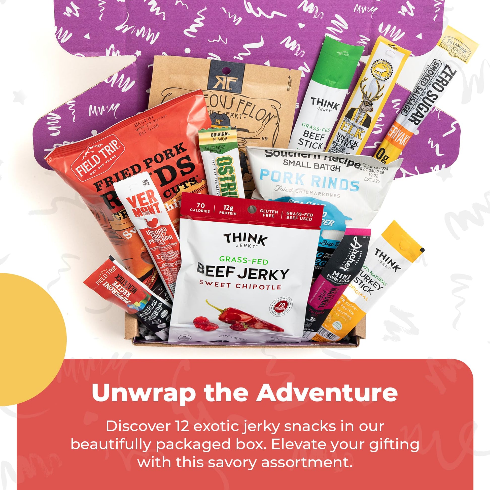 Beef Jerky Gift Basket For Men - Exotic Jerky Variety Pack, Delicious Protein-Packed Snack Box for Dad, Husband - Birthday, Holiday Food Treats for Adults - Unique Food Gifts for Men Who Want Nothing - Collins Global Snack Store