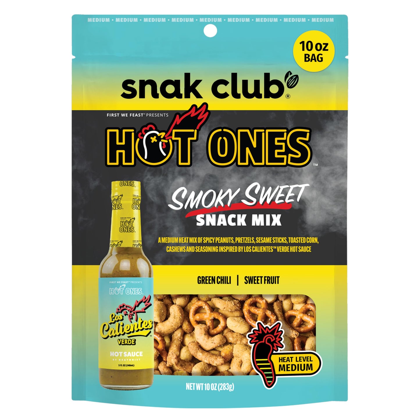 Trending Snak Club x Hot Ones Hot Habanero Snack Mix, Spicy Snacks with Peanuts, Pretzels, Sesame Sticks, Toasted Corn & Cashews, Inspired by Hot Ones Hot Sauce, 10 oz Bag