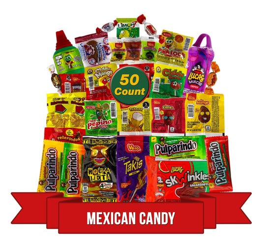 Mix Dulces Mexicanos surtidos candy, Such as Sweet, Sour and Chili with Tangy taste of our Variety Pack – Authentic Assortment Mexican candy (50 Count), by LookOn. - Collins Global Snack Store