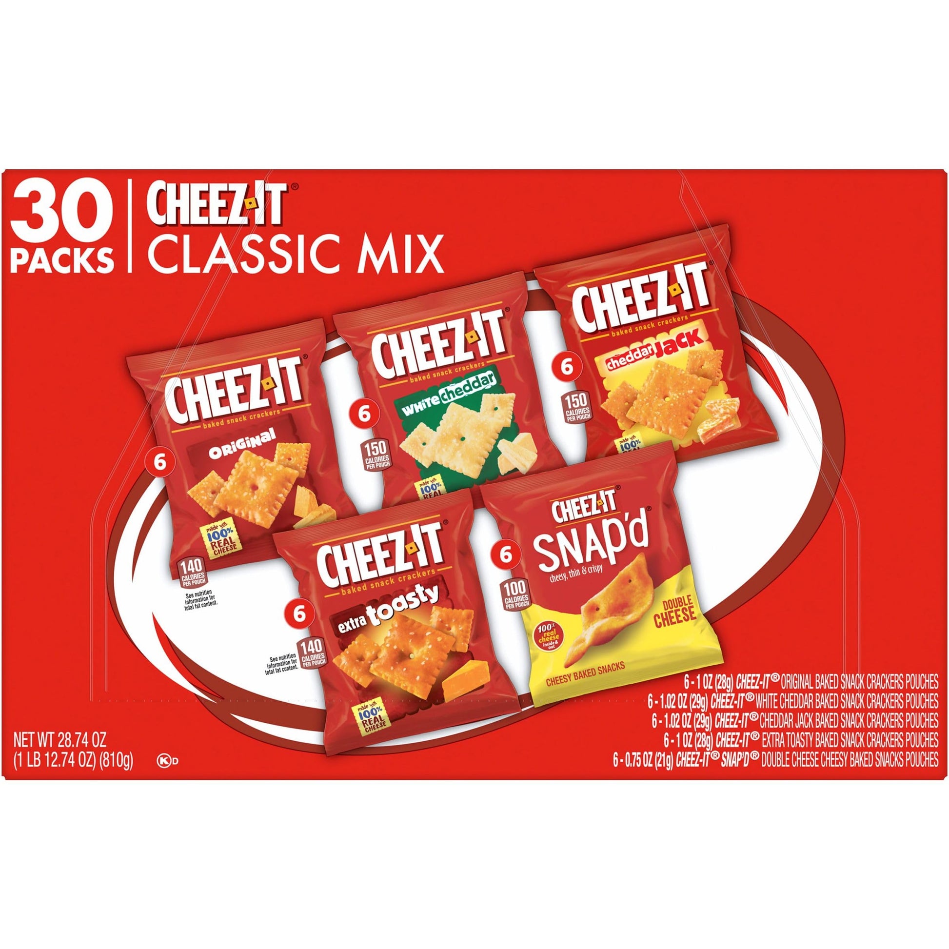 Cheez-It Cheese Crackers, Baked Snack Crackers, Lunch Snacks, Variety Pack, 12.1oz Box (12 Packs) - Collins Global Snack Store
