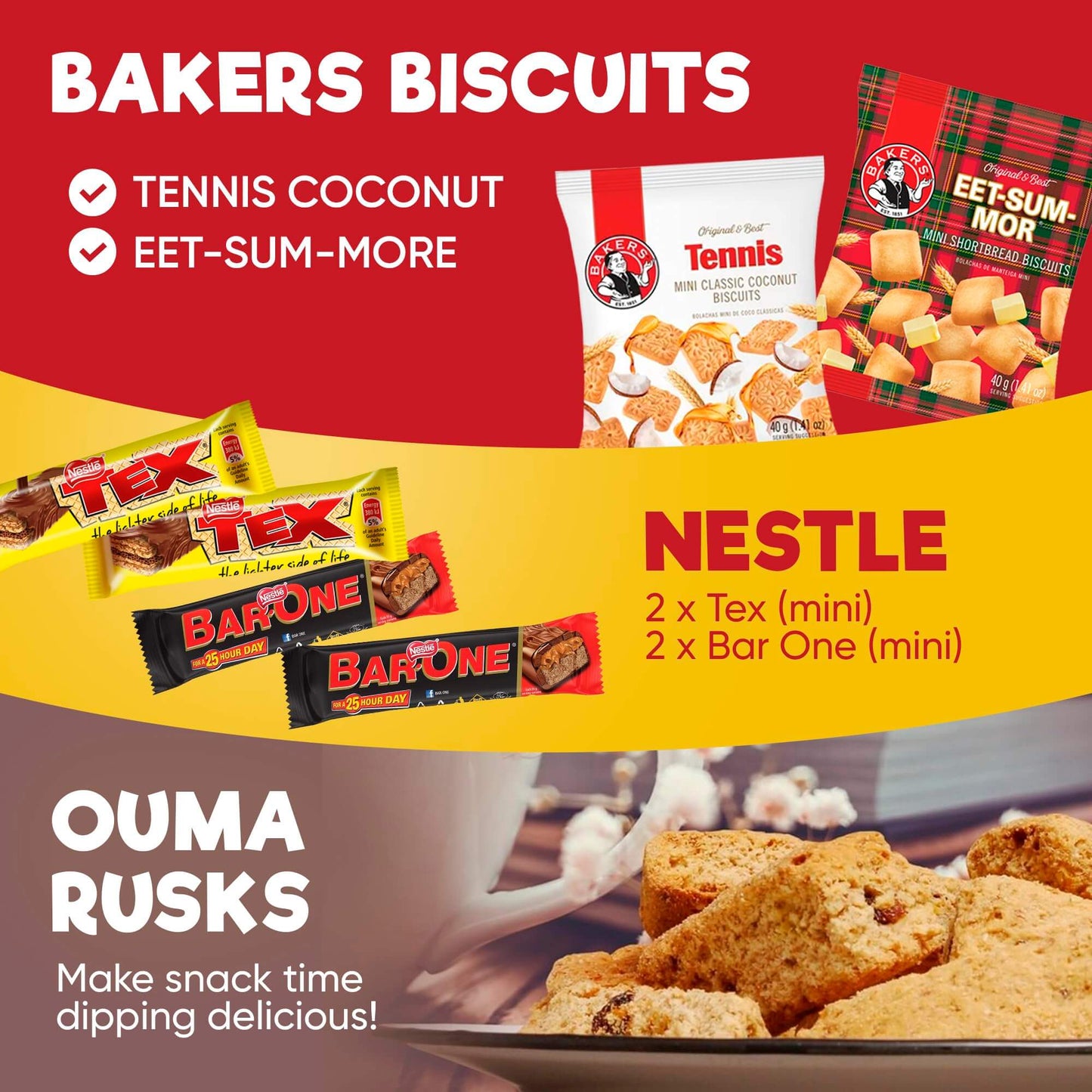 Treats from Home South African Snacks Food Box | Authentic African Candies, Chocolate Bars, & Treats | Perfect Christmas Gifts Includes Ouma Rusks, Smarties, & More | Best South African Products Care Package for Gifting & Sharing - 36 Units - Collins Global Snack Store