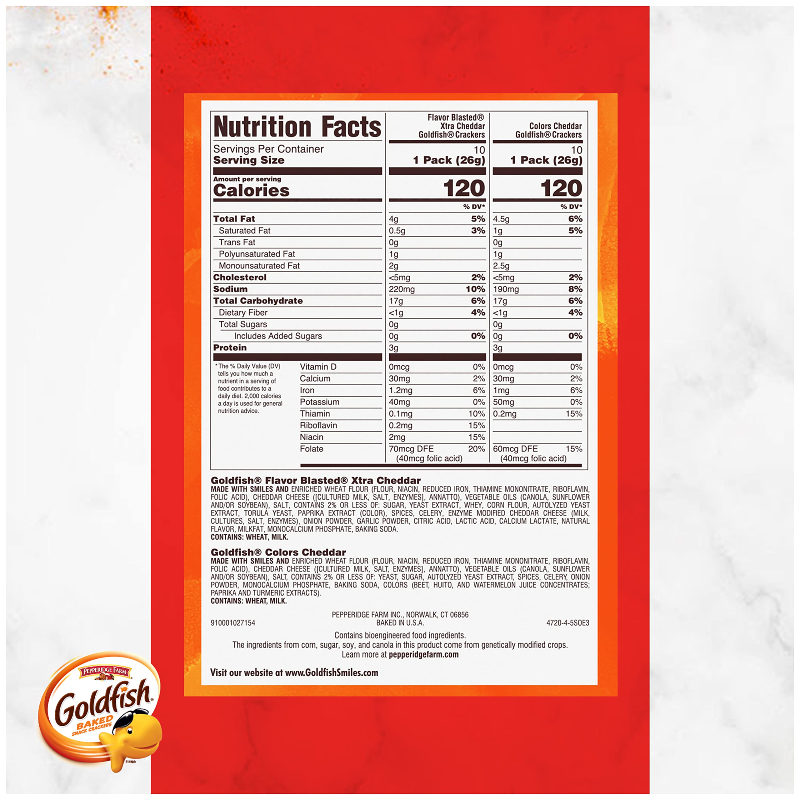 Goldfish Crackers Big Smiles Variety Pack | Cheddar, Colors &amp; Pretzels | 30 Snack Packs