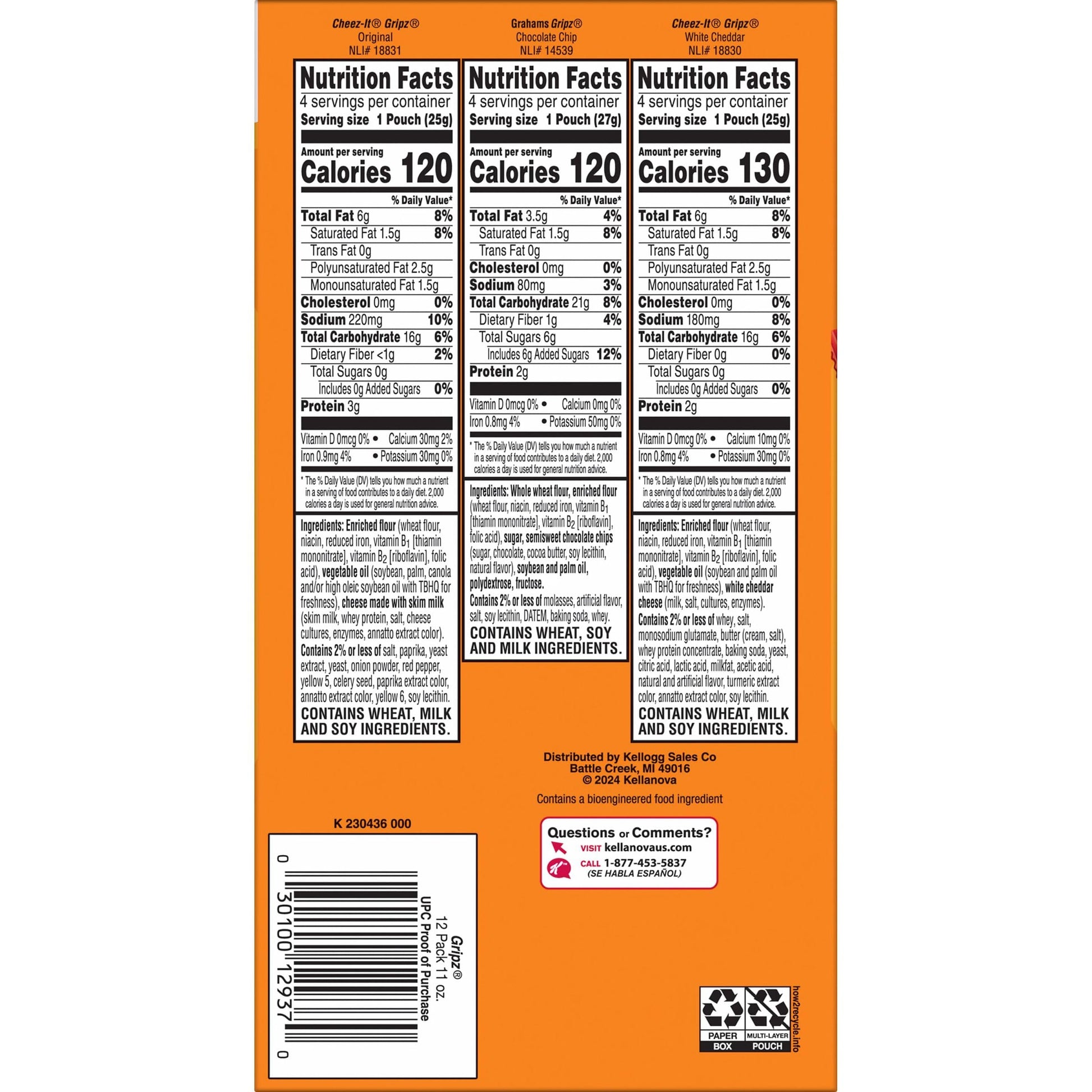 Cheez-It Cheese Crackers, Baked Snack Crackers, Lunch Snacks, Variety Pack, 12.1oz Box (12 Packs) - Collins Global Snack Store